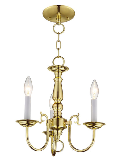 Livex Lighting Williamsburgh Collection 3 Light Polished Brass Mini Chandelier in Polished Brass 5013-02