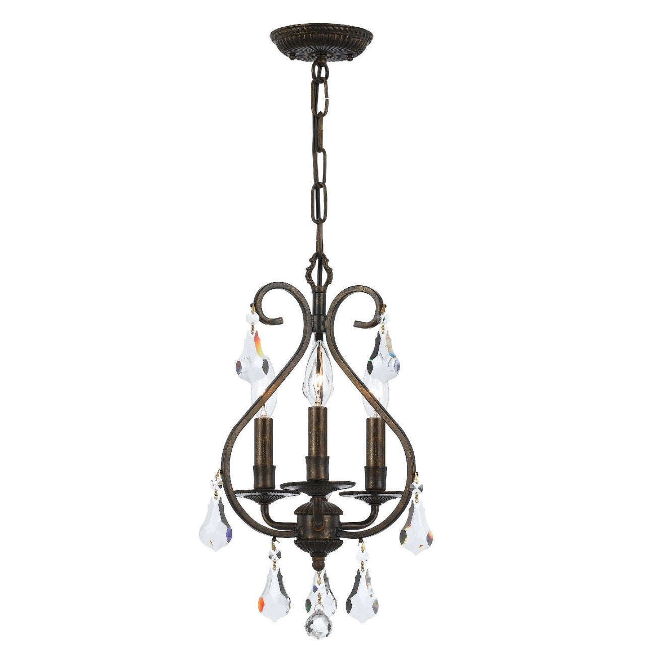 Crystorama Ashton 3 Light Hand Cut Crystal English Bronze Mini Chandelier 5013-EB-CL-MWP