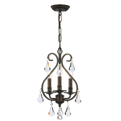 Crystorama Ashton 3 Light Swarovski Strass Crystal English Bronze Mini Chandelier 5013-EB-CL-S