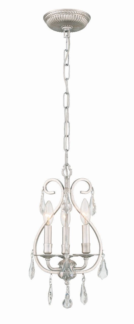 Crystorama Ashton 3 Light Hand Cut Crystal Olde Silver Mini Chandelier 5013-OS-CL-MWP