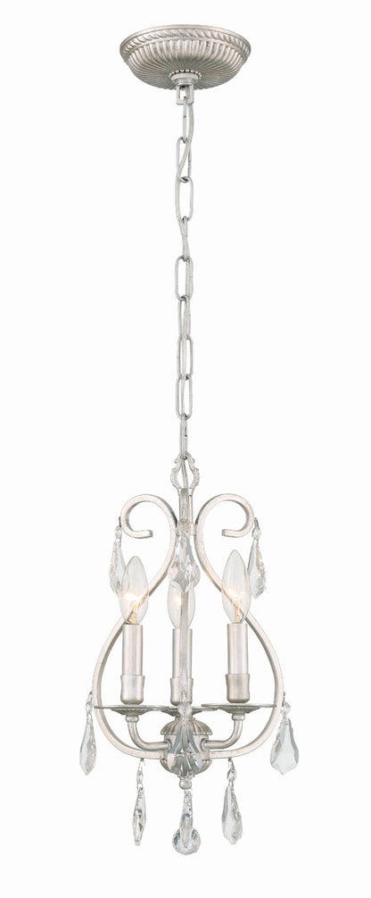 Crystorama Ashton 3 Light Hand Cut Crystal Olde Silver Mini Chandelier 5013-OS-CL-MWP