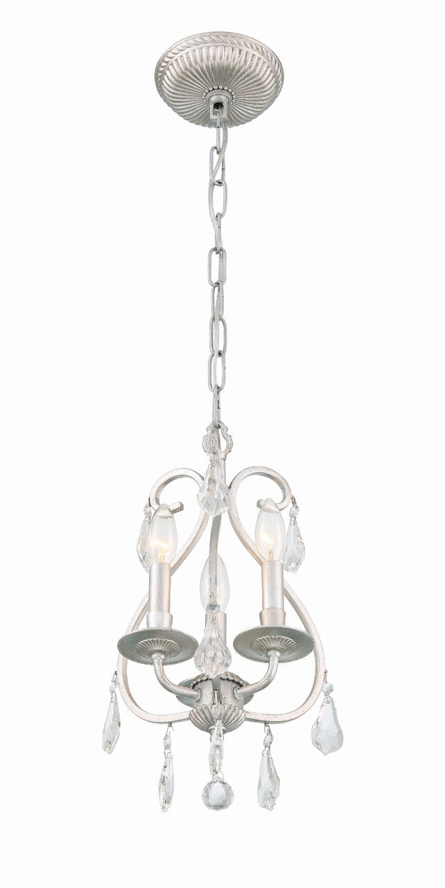 Crystorama Ashton 3 Light Hand Cut Crystal Olde Silver Mini Chandelier 5013-OS-CL-MWP