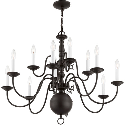 Livex Lighting Williamsburgh Collection 12 Light Bronze Chandelier in Bronze 5014-07