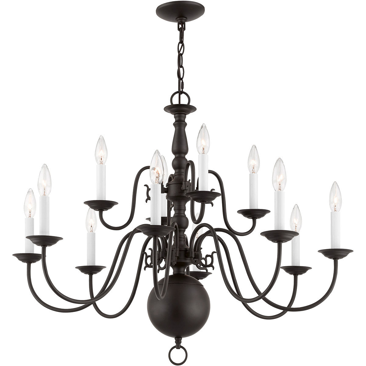 Livex Lighting Williamsburgh Collection 12 Light Bronze Chandelier in Bronze 5014-07