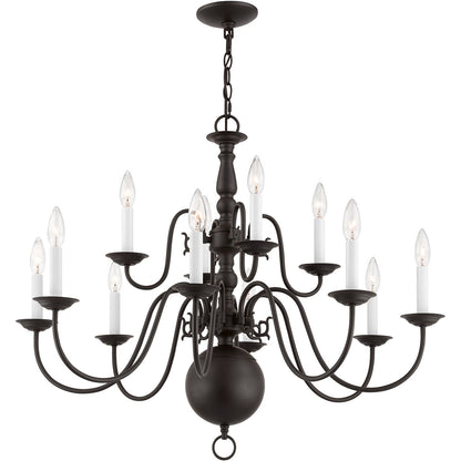 Livex Lighting Williamsburgh Collection 12 Light Bronze Chandelier in Bronze 5014-07