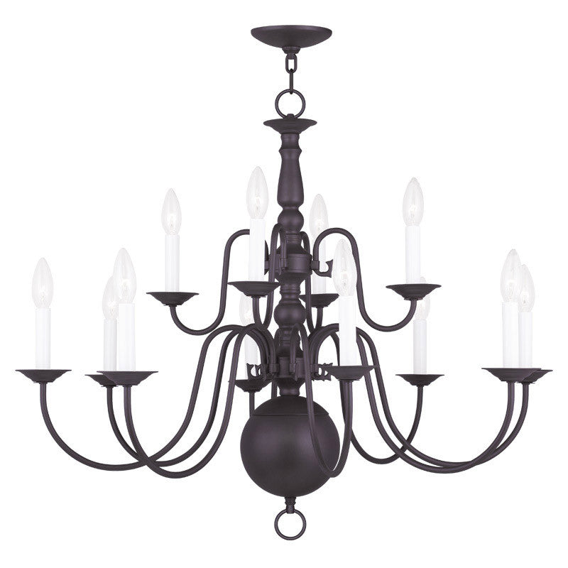 Livex Lighting Williamsburgh Collection 12 Light Bronze Chandelier in Bronze 5014-07