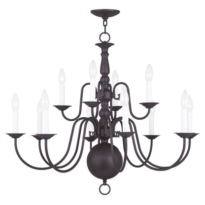 Livex Lighting Williamsburgh Collection 12 Light Bronze Chandelier in Bronze 5014-07