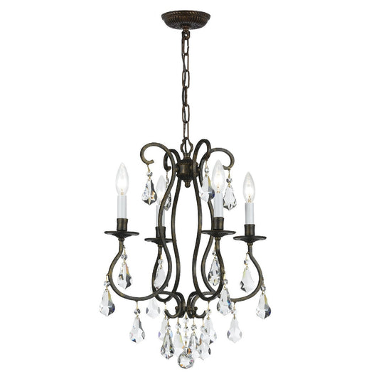 Crystorama Ashton 4 Light Hand Cut Crystal English Bronze Mini Chandelier 5014-EB-CL-MWP