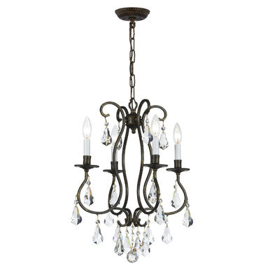 Crystorama Ashton 4 Light Swarovski Strass Crystal English Bronze Mini Chandelier 5014-EB-CL-S