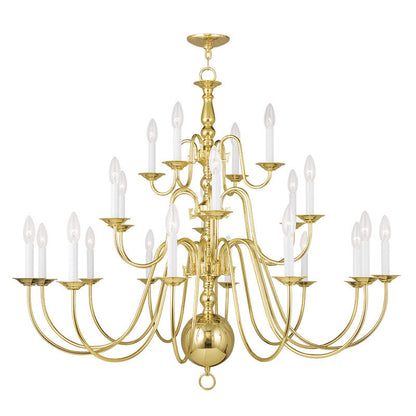 Livex Lighting Williamsburgh Collection 22 Light Polished Brass Chandelier in Polished Brass 5015-02