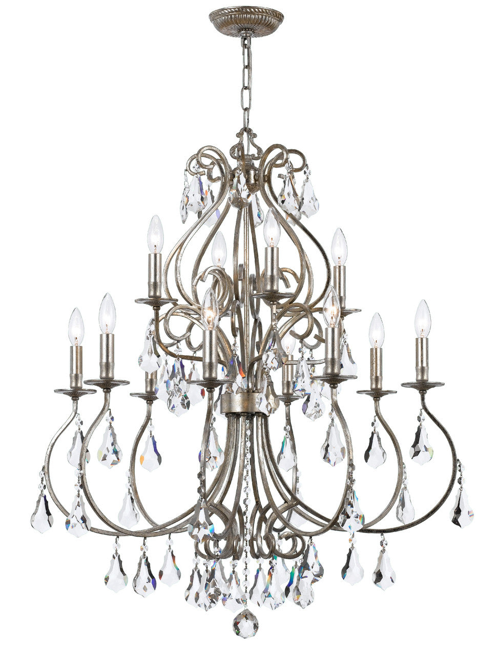 Crystorama Ashton 12 Light Hand Cut Crystal Olde Silver Chandelier 5017-OS-CL-MWP