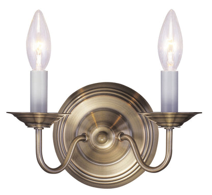 Livex Lighting Williamsburgh Collection 2 Light Antique Brass Wall Sconce in Antique Brass 5018-01