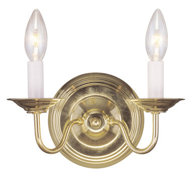 Livex Lighting Williamsburgh Collection 2 Light Polished Brass Wall Sconce in Polished Brass 5018-02