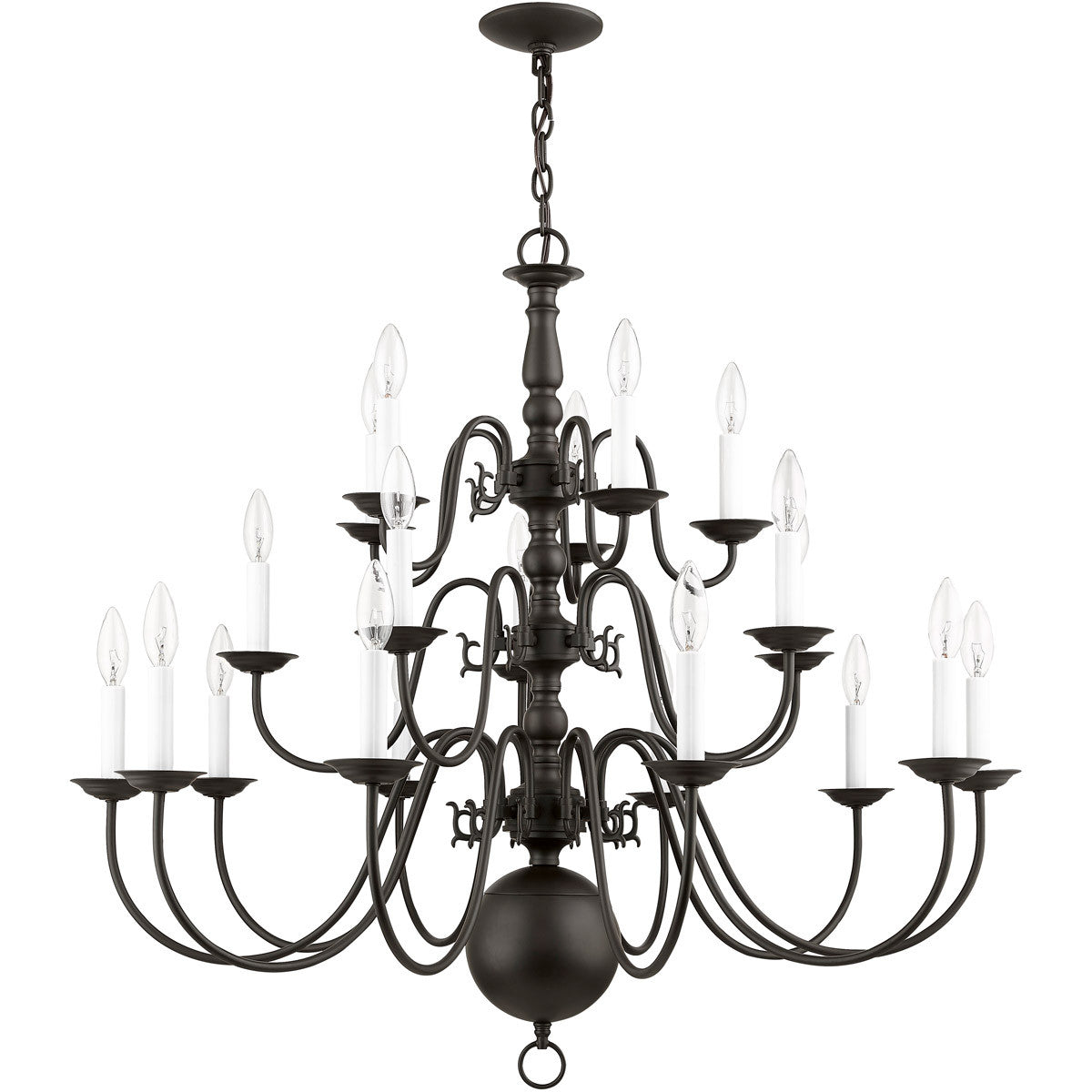 Livex Lighting Williamsburgh Collection 20 Light Bronze Chandelier in Bronze 5019-07