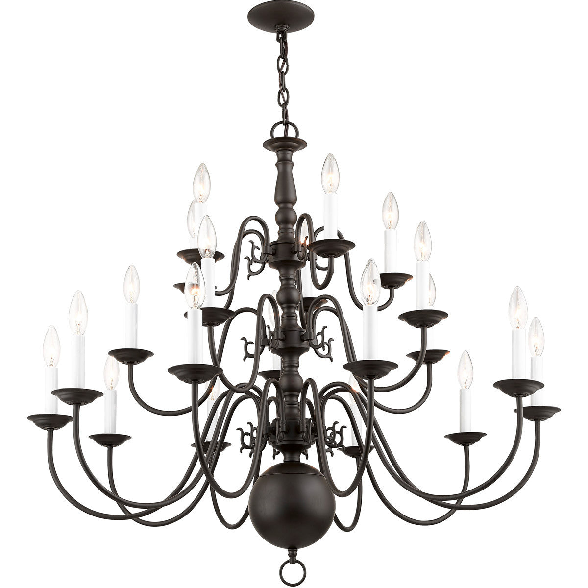 Livex Lighting Williamsburgh Collection 20 Light Bronze Chandelier in Bronze 5019-07