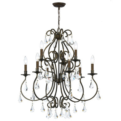 Crystorama Ashton 9 Light Swarovski Strass Crystal English Bronze Chandelier 5019-EB-CL-S