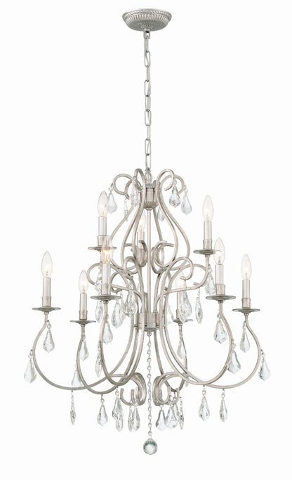 Crystorama Ashton 9 Light Swarovski Strass Crystal Olde Silver Chandelier 5019-OS-CL-S