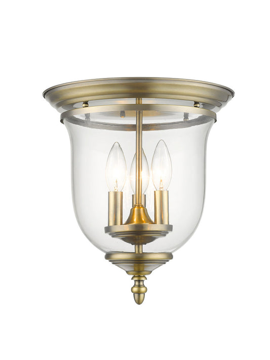 Livex Lighting Legacy Collection 3 Light Antique Brass Ceiling Mount in Antique Brass 5021-01