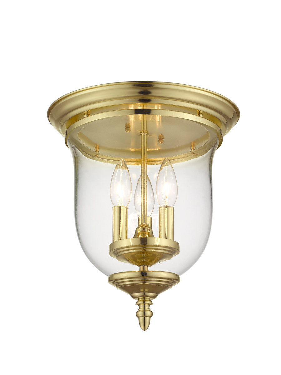 Livex Lighting Legacy Collection 3 Light Polished Brass Ceiling Mount in Polished Brass 5021-02