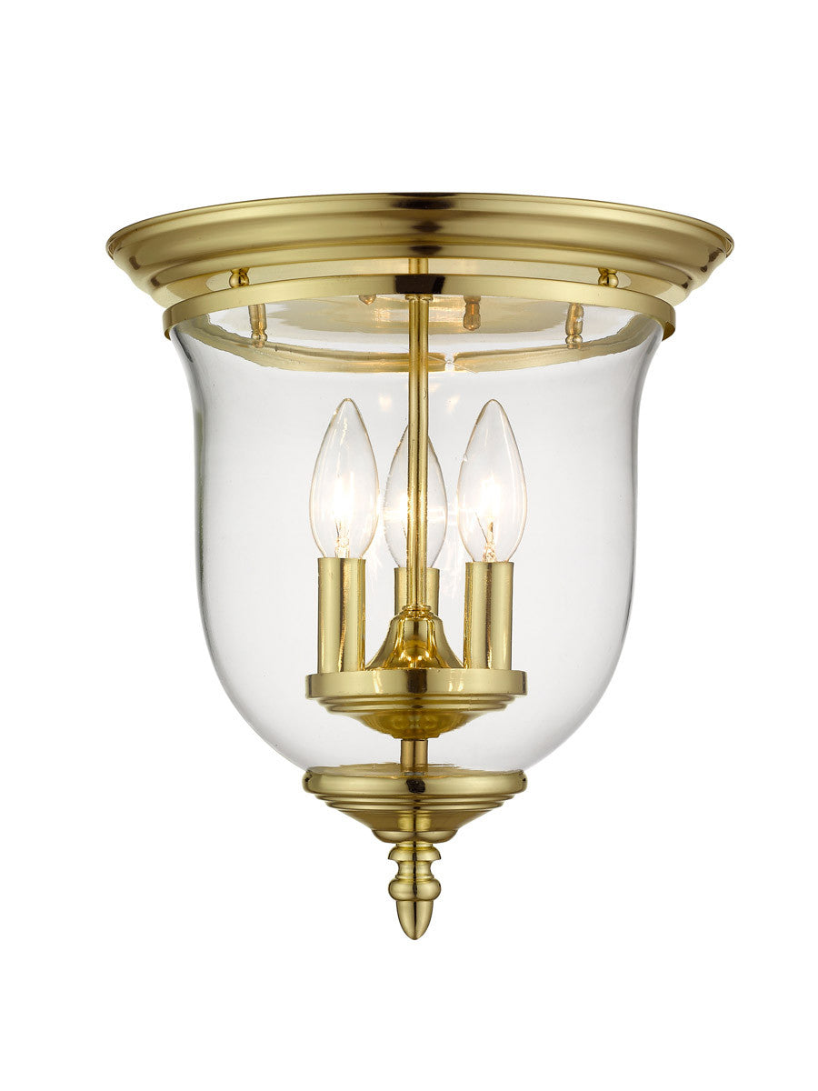 Livex Lighting Legacy Collection 3 Light Polished Brass Ceiling Mount in Polished Brass 5021-02