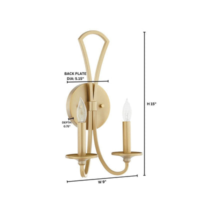 Quorum  Maryse 2 Light Wall Mount - Aged Brass 5021-2-80