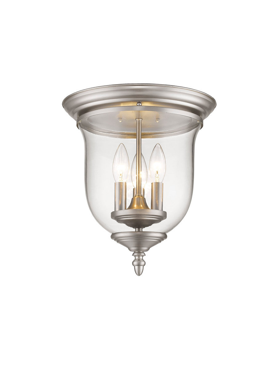 Livex Lighting Legacy Collection 3 Light Brushed Nickel Ceiling Mount in Brushed Nickel 5021-91