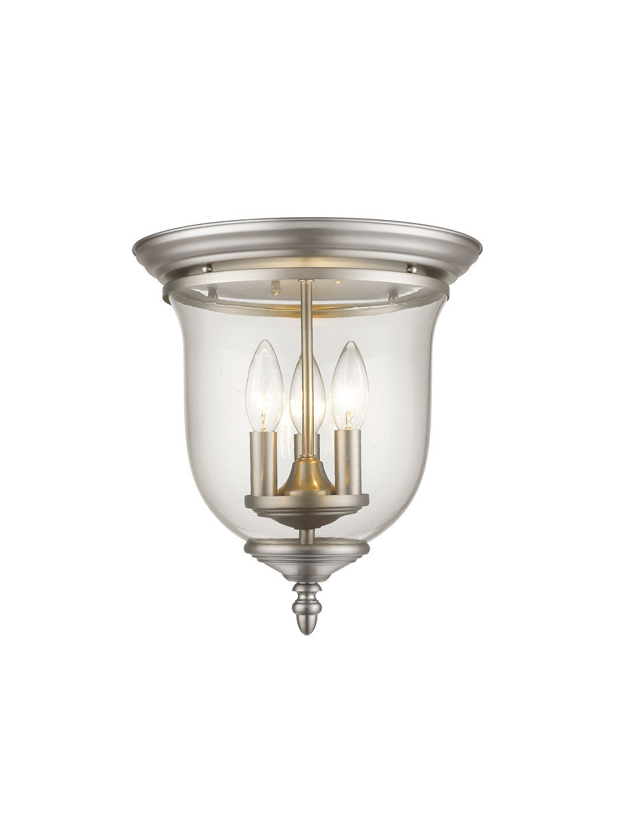 Livex Lighting Legacy Collection 3 Light Brushed Nickel Ceiling Mount in Brushed Nickel 5021-91