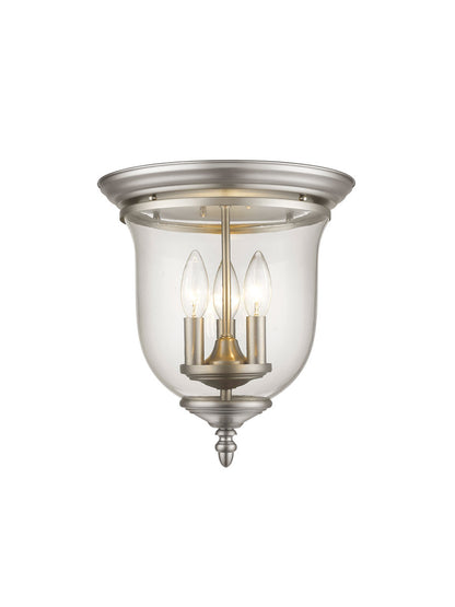 Livex Lighting Legacy Collection 3 Light Brushed Nickel Ceiling Mount in Brushed Nickel 5021-91