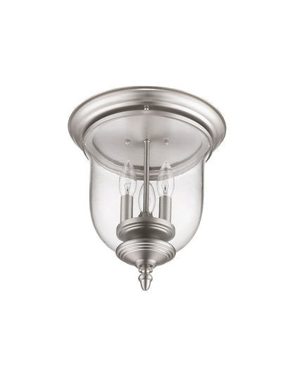 Livex Lighting Legacy Collection 3 Light Brushed Nickel Ceiling Mount in Brushed Nickel 5021-91