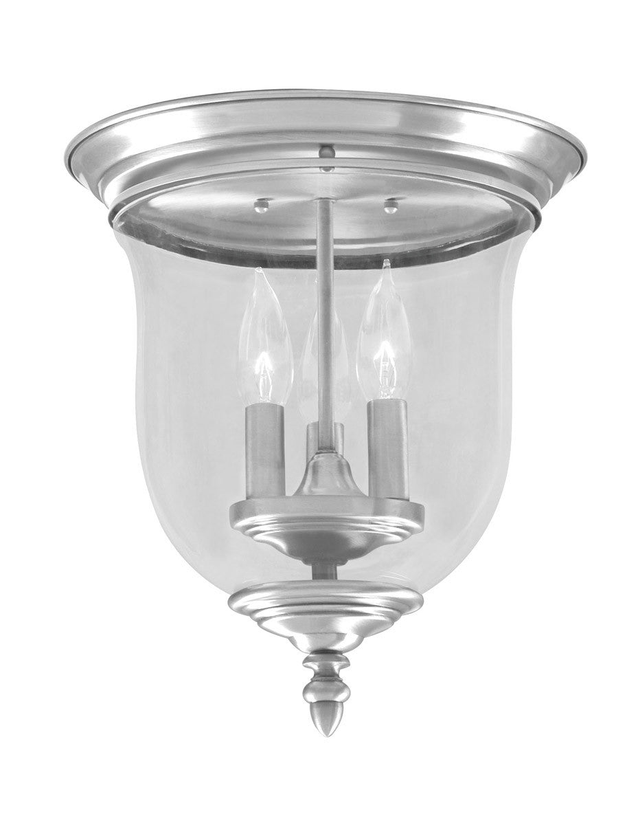 Livex Lighting Legacy Collection 3 Light Brushed Nickel Ceiling Mount in Brushed Nickel 5021-91