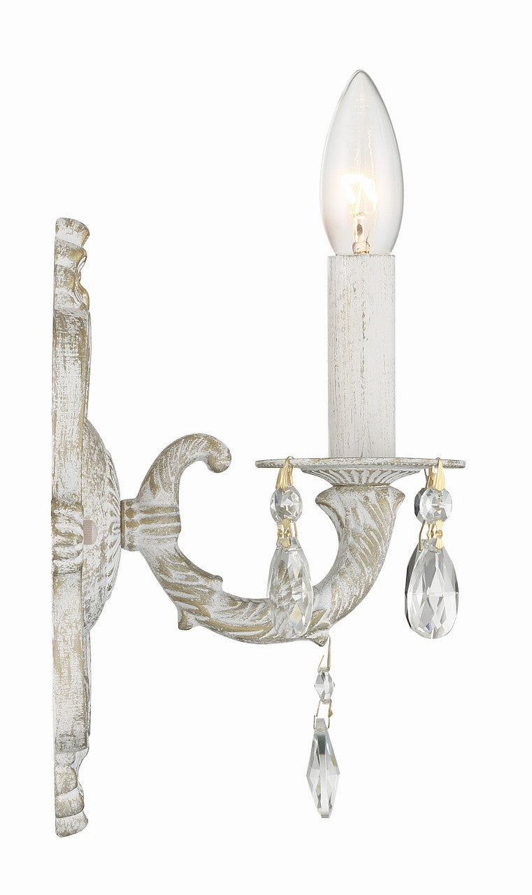 Crystorama Paris Market 1 Light Clear Crystal Antique White Wall Mount 5021-AW-CL-MWP