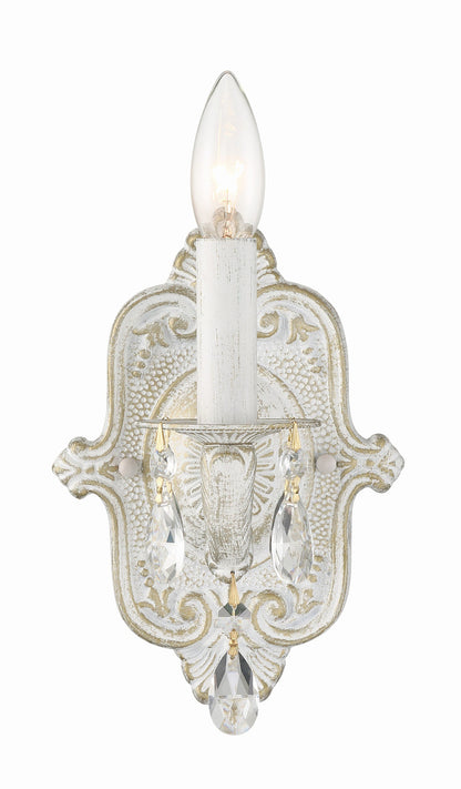 Crystorama Paris Market 1 Light Clear Crystal Antique White Wall Mount 5021-AW-CL-MWP