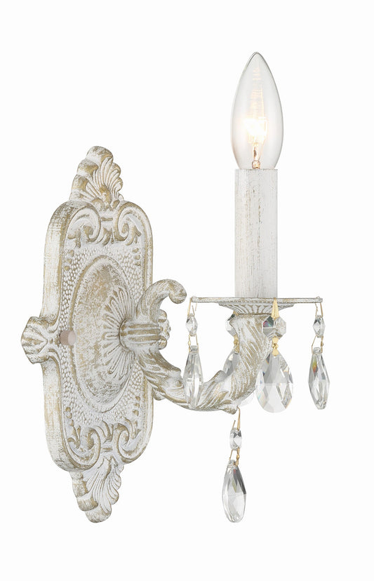 Crystorama Paris Market 1 Light Clear Crystal Antique White Wall Mount 5021-AW-CL-MWP