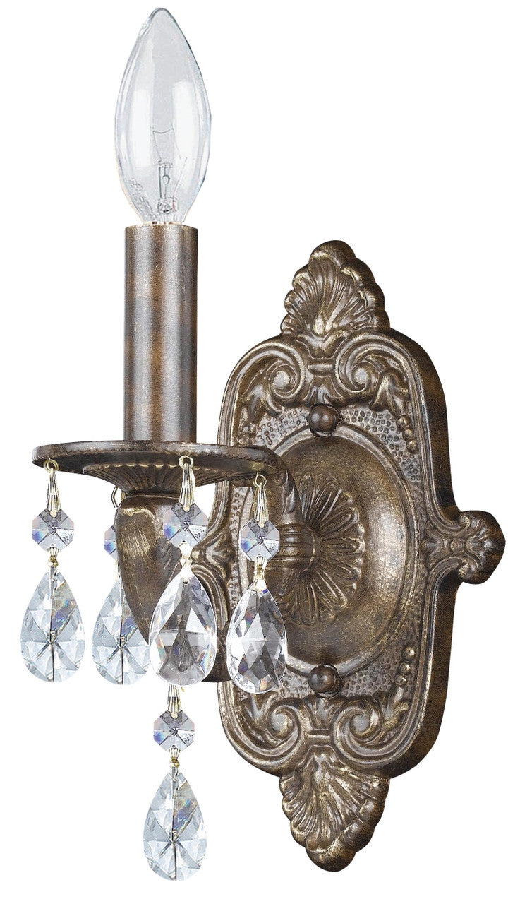 Crystorama Paris Market 1 Light Spectra Crystal Venetian Bronze Wall Mount 5021-VB-CL-SAQ