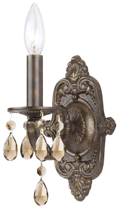 Crystorama Paris Market 1 Light Golden Teak Crystal Venetian Bronze Wall Mount 5021-VB-GT-MWP