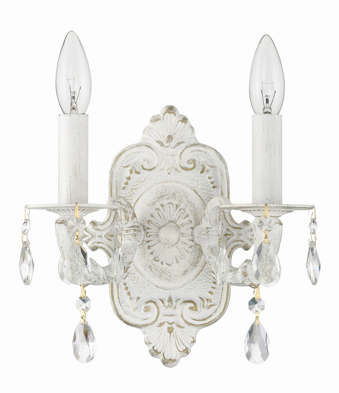 Crystorama Paris Market 2 Light Clear Crystal Antique White Wall Mount 5022-AW-CL-MWP