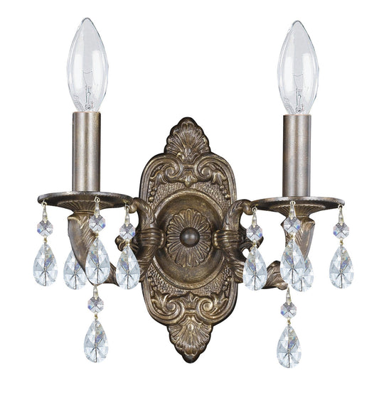 Crystorama Paris Market 2 Light Clear Crystal Venetian Bronze Wall Mount 5022-VB-CL-MWP