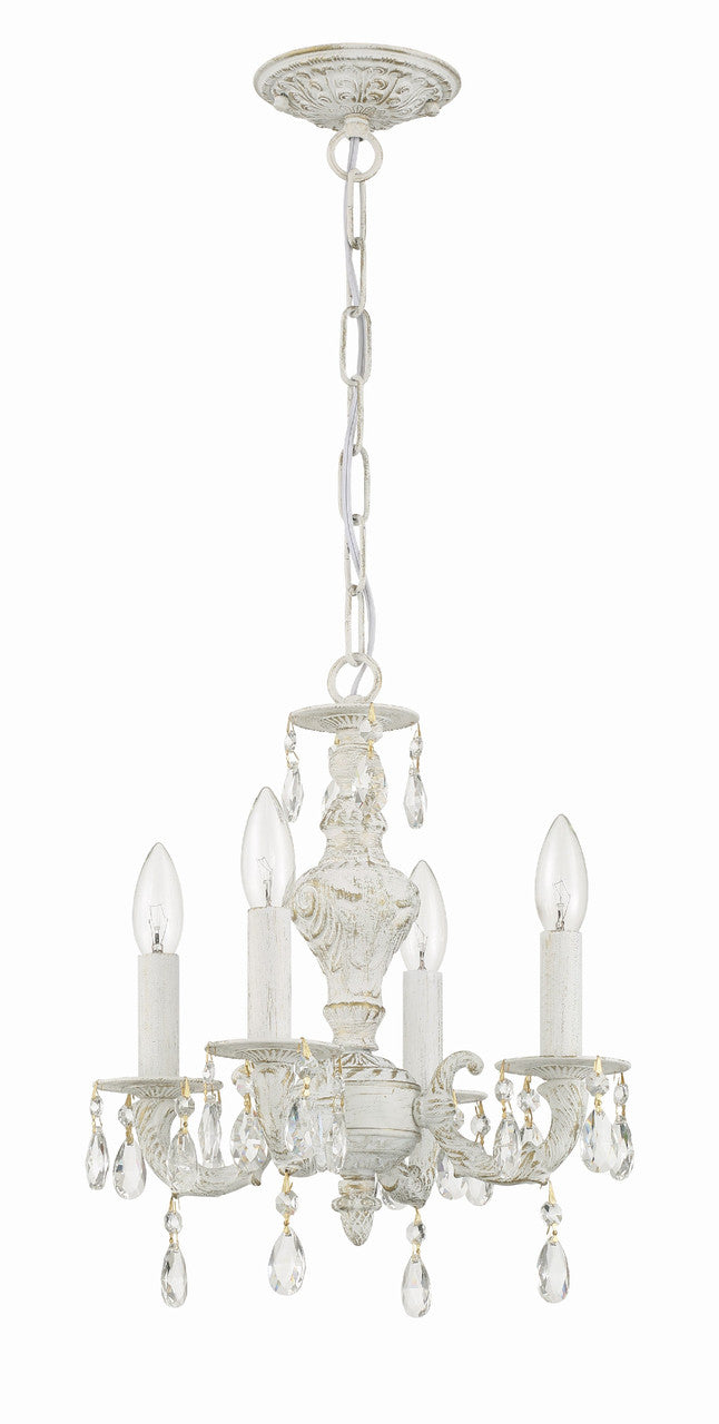 Crystorama Paris Market 4 Light Clear Crystal Antique White Mini Chandelier 5024-AW-CL-MWP