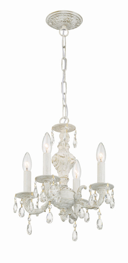 Crystorama Paris Market 4 Light Clear Crystal Antique White Mini Chandelier 5024-AW-CL-MWP