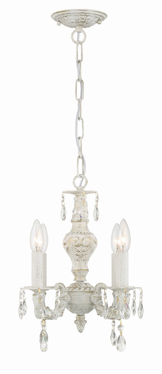 Crystorama Paris Market 4 Light Clear Crystal Antique White Mini Chandelier 5024-AW-CL-MWP