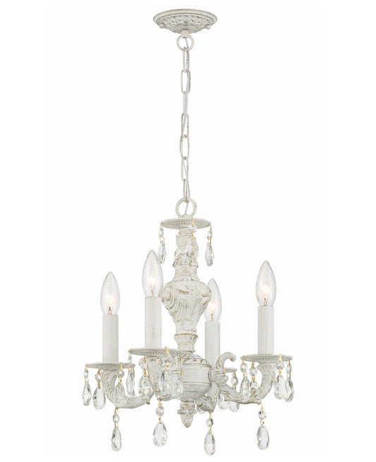 Crystorama Paris Market 4 Light Clear Crystal Antique White Mini Chandelier 5024-AW-CL-MWP