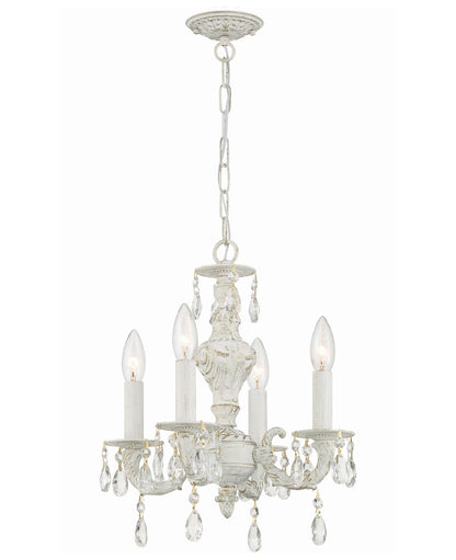 Crystorama Paris Market 4 Light Spectra Crystal Antique White Mini Chandelier 5024-AW-CL-SAQ