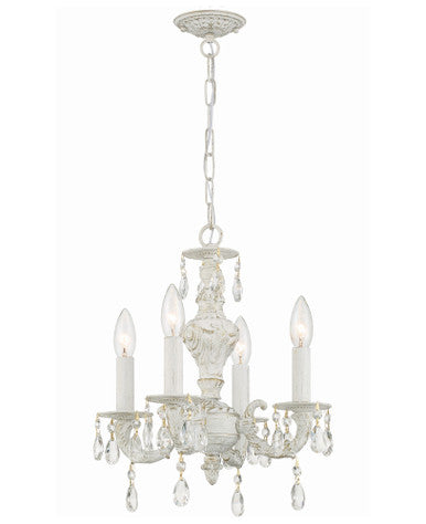 Crystorama Paris Market 4 Light Spectra Crystal Antique White Mini Chandelier 5024-AW-CL-SAQ