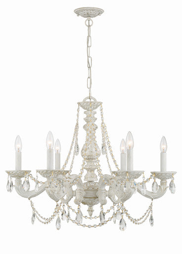 Crystorama Paris Market 6 Light Clear Italian Crystal Antique White Chandelier 5026-AW-CL-I