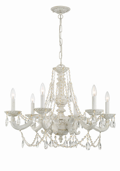 Crystorama Paris Market 6 Light Clear Crystal Antique White Chandelier 5026-AW-CL-MWP