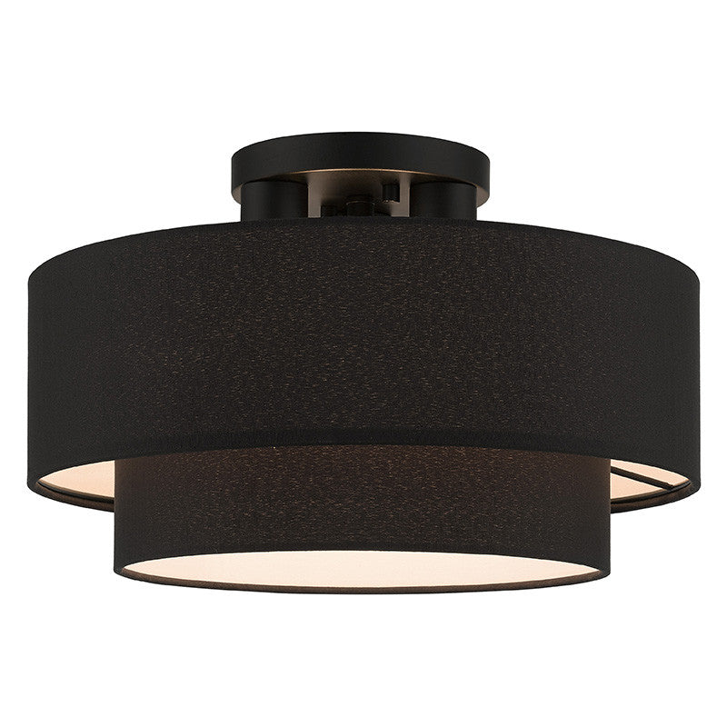 Livex Lighting Bainbridge Collection 3 Light Black Large Semi-Flush 50272-04