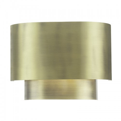 Livex Lighting Springview 1 Light Antique Brass ADA Sconce with Antique Brass Metal Shade with Shiny White Inside 50299-01