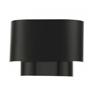 Livex Lighting Springview 1 Light Shiny Black ADA Sconce with Shiny Black Metal Shade with Shiny White Inside 50299-68