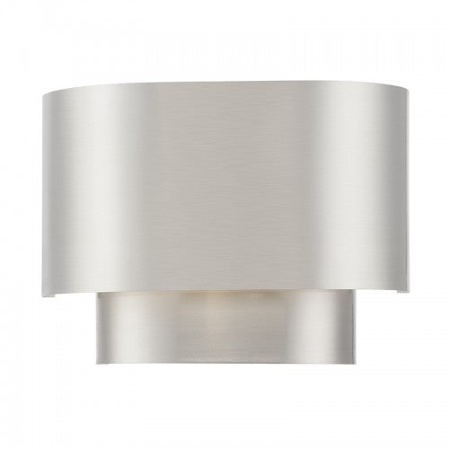 Livex Lighting Springview 1 Light Brushed Nickel ADA Sconce with Brushed Nickel Metal Shade with Shiny White Inside 50299-91