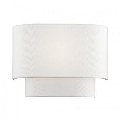 Livex Lighting Manorwood 1 Light White ADA Sconce with Hand Crafted Off-White Fabric Hardback Shades 50311-03